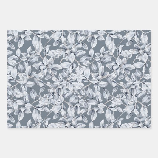Winterblauw blauw blauw bladerblauw patroon met sn inpakpapier vel (Voorkant)