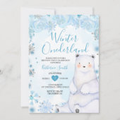 Winterblauw Bloemen Sneeuwvlok Beer Verjaardag Kaart (Voorkant)