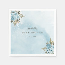 Winterblauw bloemig Baby shower