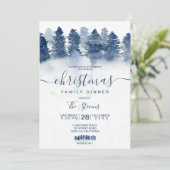 Winterblauw bos waterverf sneeuwkerst kaart (Staand voorkant)