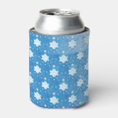 Winterblauw- en witsneeuwvlokken blikjeskoeler (Blikje Voorkant)