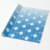 Winterblauw- en witsneeuwvlokken cadeaupapier (Uitgerold)