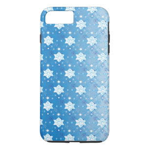 Winterblauw- en witsneeuwvlokken 	iPhone 8/7 plus hoesje