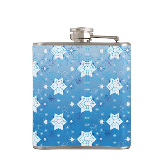 Winterblauw- en witsneeuwvlokken heupfles (Achterkant)