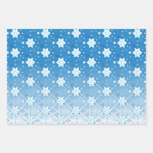 Winterblauw- en witsneeuwvlokken inpakpapier vel (Voorkant 2)