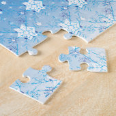 Winterblauw- en witsneeuwvlokken legpuzzel (Zijkant)