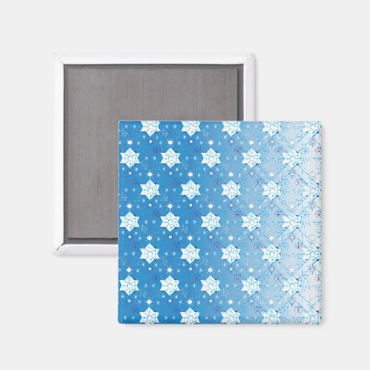 Winterblauw- en witsneeuwvlokken magneet (Voorkant / Achterkant)