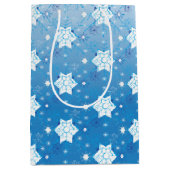 Winterblauw- en witsneeuwvlokken medium cadeauzakje (Voorkant)