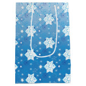 Winterblauw- en witsneeuwvlokken medium cadeauzakje (Achterkant)