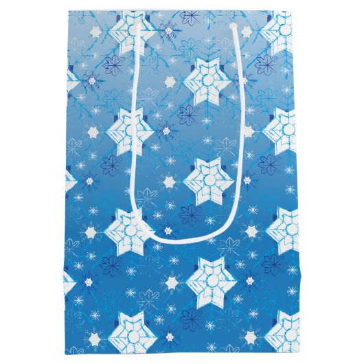 Winterblauw- en witsneeuwvlokken medium cadeauzakje (Achterkant)