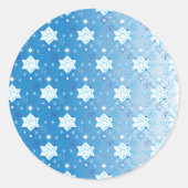 Winterblauw- en witsneeuwvlokken ronde sticker (Voorkant)