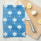 Winterblauw- en witsneeuwvlokken theedoek (Quarter Fold)