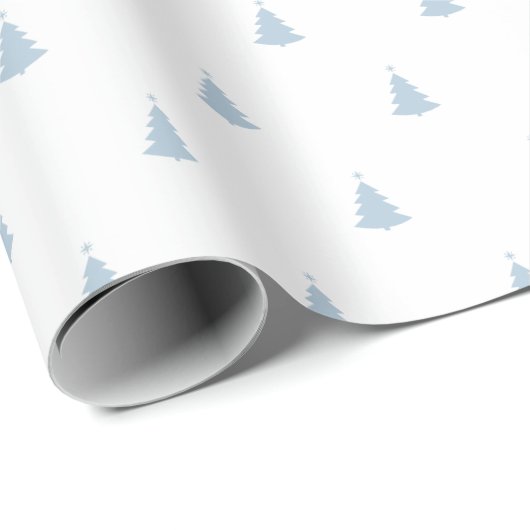 Winterblauw en witte kerstboomvloed cadeaupapier (Rol Hoek)