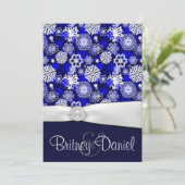 Winterblauw en witte sneeuwvlokken kaart (Staand voorkant)