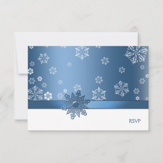 Winterblauw en witte Snowflake RSVP-kaarten RSVP Kaartje (Voorkant)