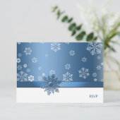Winterblauw en witte Snowflake RSVP-kaarten RSVP Kaartje (Staand voorkant)