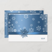 Winterblauw en witte Snowflake RSVP-kaarten RSVP Kaartje (Voorkant / Achterkant)