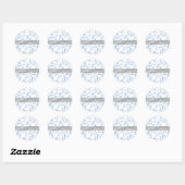 Winterblauw en zilver sierbloem ronde sticker (Vel)