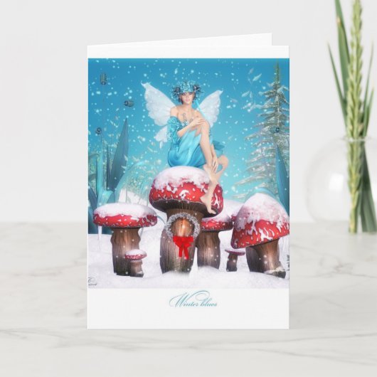 Winterblauw Feestdagen Kaart (Voorkant)