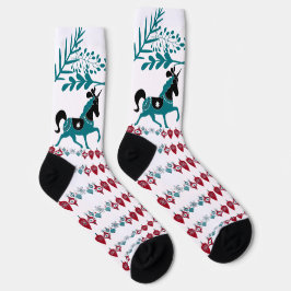 Winterblauw kerstornament Horse Art White Sokken