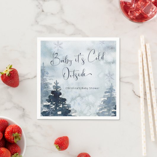 Winterblauw, koud buiten baby shower servet (Insitu)