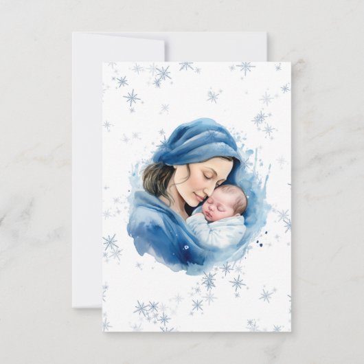 Winterblauw Moeder & Kind Baby shower Bedankt (Achterkant)