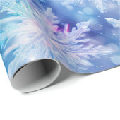 Winterblauw Paarse sneeuwvlokken Kerst Cadeaupapier (Rol Hoek)