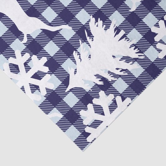 Winterblauw Pset White Deer Snowflakes & Trees Tissuepapier (Detail)