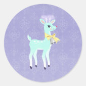 Winterblauw rendier Classic Ronde Sticker (Voorkant)