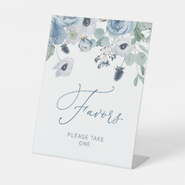 Winterblauw Roos Bloemen Douche Favorieten Sign Reclamebord Met Voetstuk