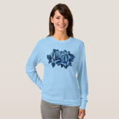 Winterblauw Rozen T-shirt met lange mouwen (Voorkant volledig)