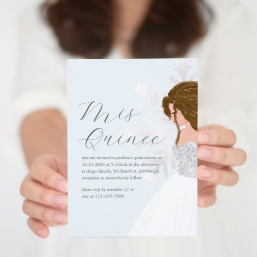  Winterblauw Sneeuwvlok Donker Haar Mis Quince Kaart