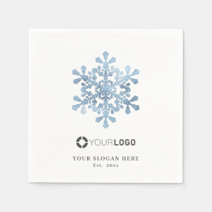 Winterblauw sneeuwvlokbedrijf logo kerst servet
