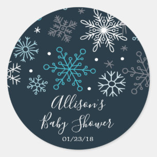 Winterblauw Sneeuwvlokken Baby shower Sticker