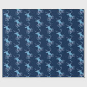 Winterblauw Snowflakes Kerstdeer Cadeaupapier (Vlak)