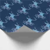 Winterblauw Snowflakes Kerstdeer Cadeaupapier (Hoek)