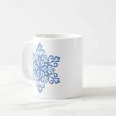 Winterblauw Snowflakes Mok met warme chocolade (Voorkant links)