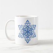 Winterblauw Snowflakes Mok met warme chocolade (Links)