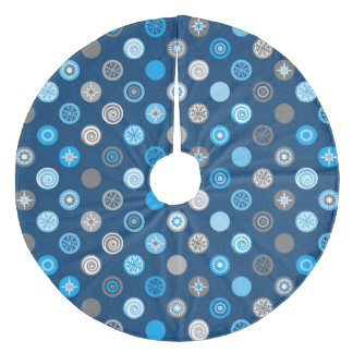 Winterblauw-Stippen en grijze vlooienrok Fleece Kerstboom Rok