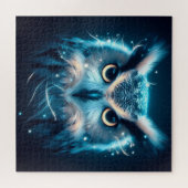 Winterblauw Uilenvogel abstract veer Familiefun Legpuzzel (Horizontaal)