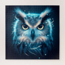 Winterblauw Uilenvogel abstract veer Familiefun