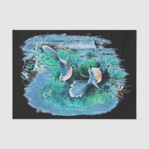 Winterblauw vogelschilderij 1 tissuepapier