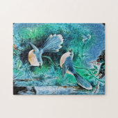 Winterblauw vogelschilderij legpuzzel (Horizontaal)