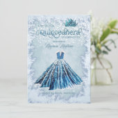 Winterblauw Waterverf handgetekende baljurk Kaart (Staand voorkant)