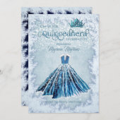 Winterblauw Waterverf handgetekende baljurk Kaart (Voorkant / Achterkant)