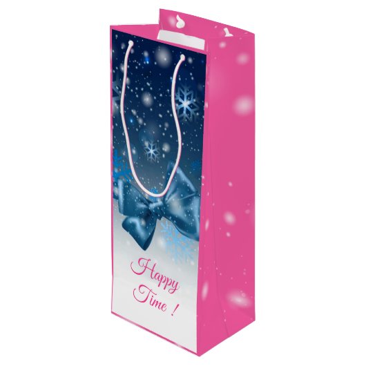 Winterblauw Wijn Cadeautas (Achterkant Gekanteld)