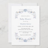 Winterblauw Wildflower Bloemkrans Baby shower Kaart (Voorkant)
