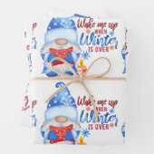 Winterblauw, wit en rood gnomen ompakpapier S Inpakpapier Vel (In situ)