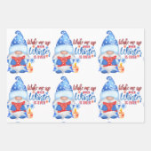 Winterblauw, wit en rood gnomen ompakpapier S Inpakpapier Vel (Voorkant)