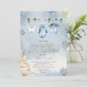 Winterblauwe babykleding Het is een Baby shower vo Kaart (Staand voorkant)